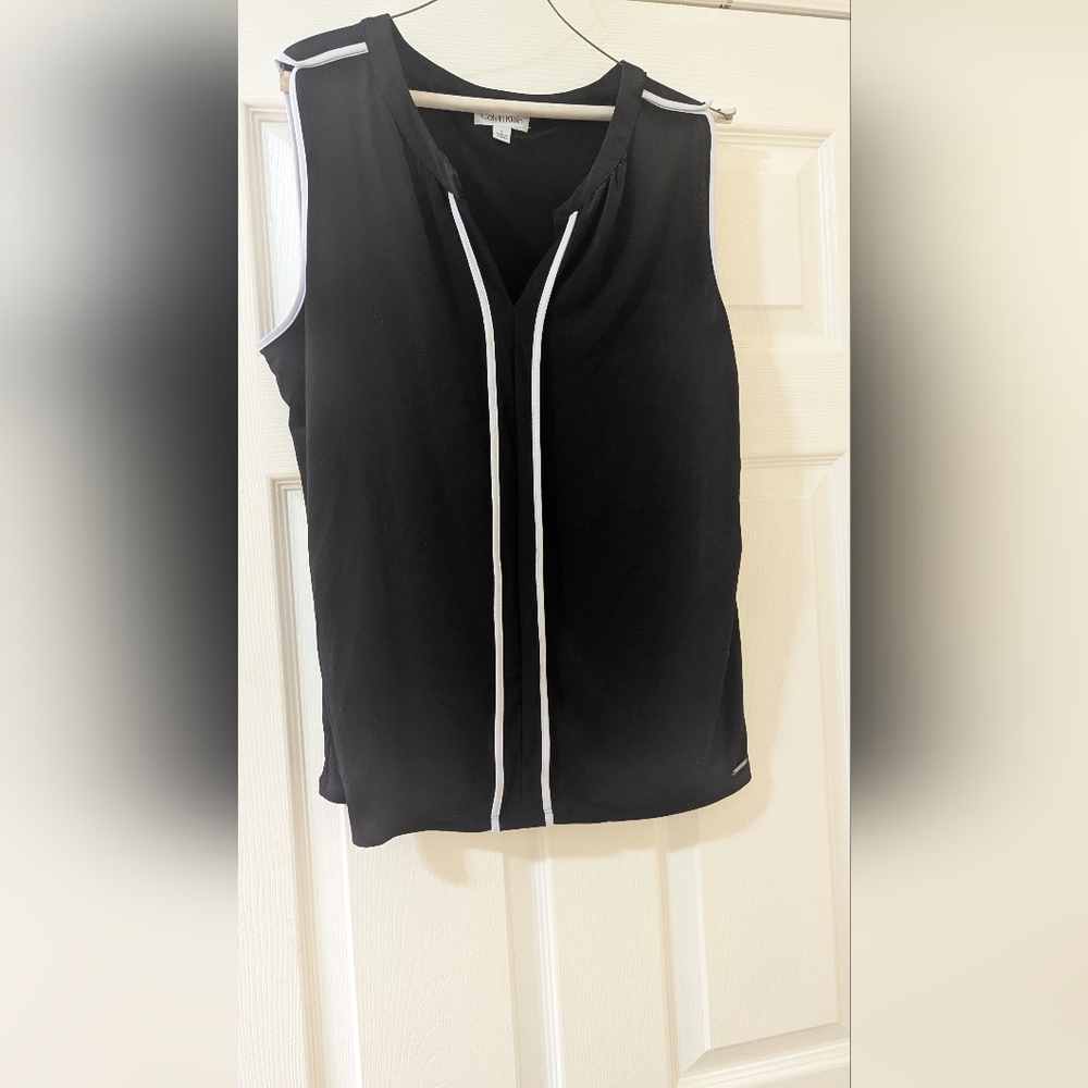 Calvin Klein Black Tank Top with White Accents